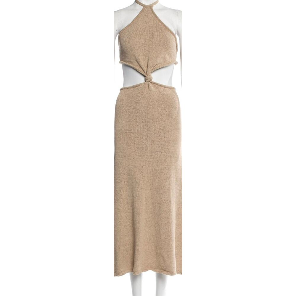 Cult Gaia Halterneck Cutout Tan Midi Length Dress Size: M - Picture 2 of 6